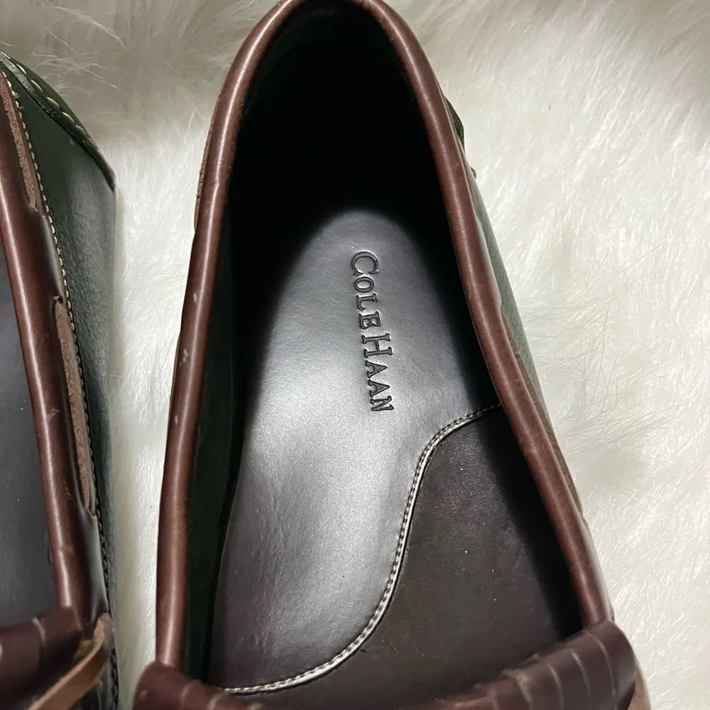 Vintage Cole Haan Green Brown Leather Dress Loafers shoes